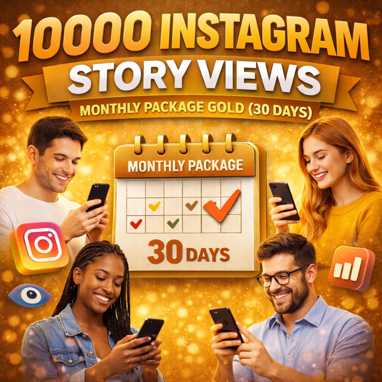 Buy 10000 Instagram Story Views Monthly Package Gold (30 days)